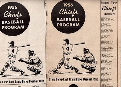 Grand Forks Chiefs 1956 Baseball Programs (2) (North Dakota, USA)