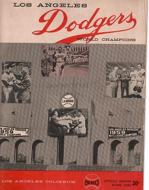Los Angeles Dodgers 1960 Score Card