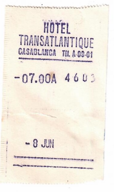 Hotel Transatlantique (Casablanca, Morocco) – ticket