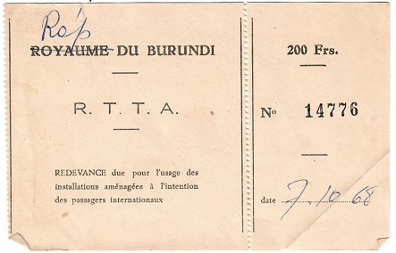 Airport Tax receipt (Burundi)