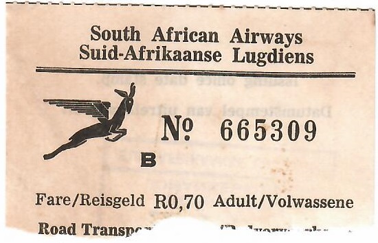 South African Airways – Road Transport receipt