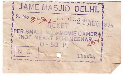 Jame Masjid Delhi (India) – camera ticket
