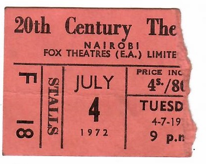 20th Century Theatre, Nairobi (Kenya) – ticket stub