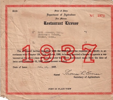 Restaurant License (Iowa, USA)