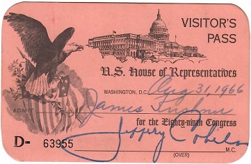 U.S. House of Representatives – Visitor’s Pass