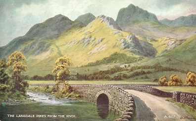 The Langdale Pikes from the River