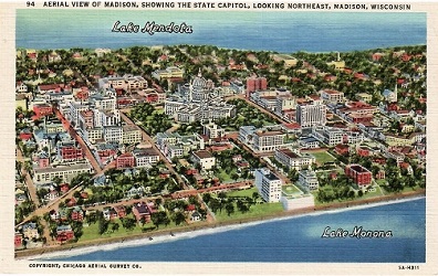Madison, Aerial View looking Northeast, State Capitol