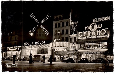 Paris, Moulin Rouge at night