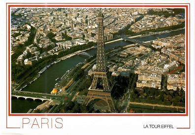 Paris, aerial view of Eiffel Tower