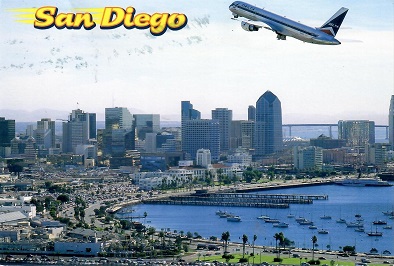 San Diego, Downtown and Plane Taking Off (California)