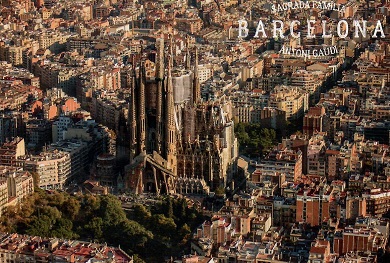 Barcelona, Sagrada Familia and aerial view