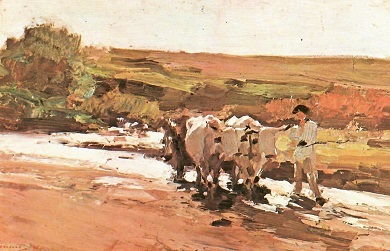 Car Cu Boi Trecind Un Vad  (N. Grigorescu)