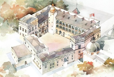 Vilnius, Bird’s-eye View of the Palace of the Grand Dukes of Lithuania