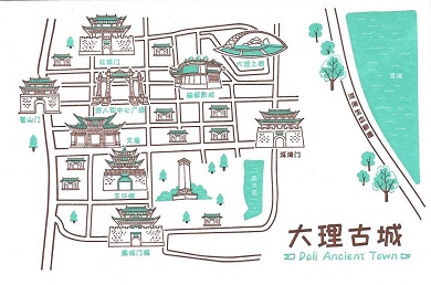 Dali Ancient Town, map (Yunnan, PR China)
