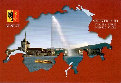 Switzerland outline and fountain view
